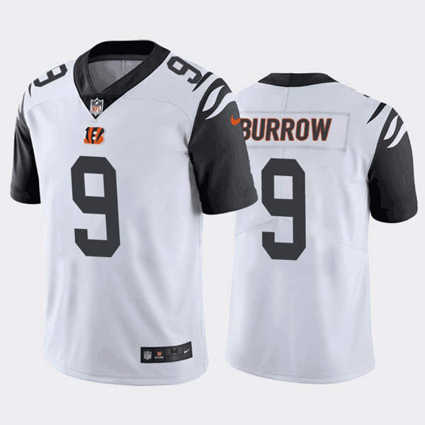 Men's Cincinnati Bengals #9 Joe Burrow 2020 White color rush Limited Stitched NFL Jersey