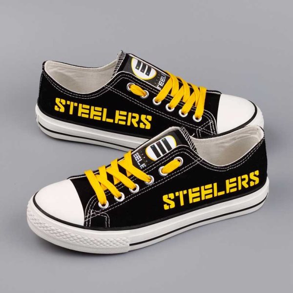All Sizes NFL Pittsburgh Steelers Repeat Print Low Top Sneakers 006