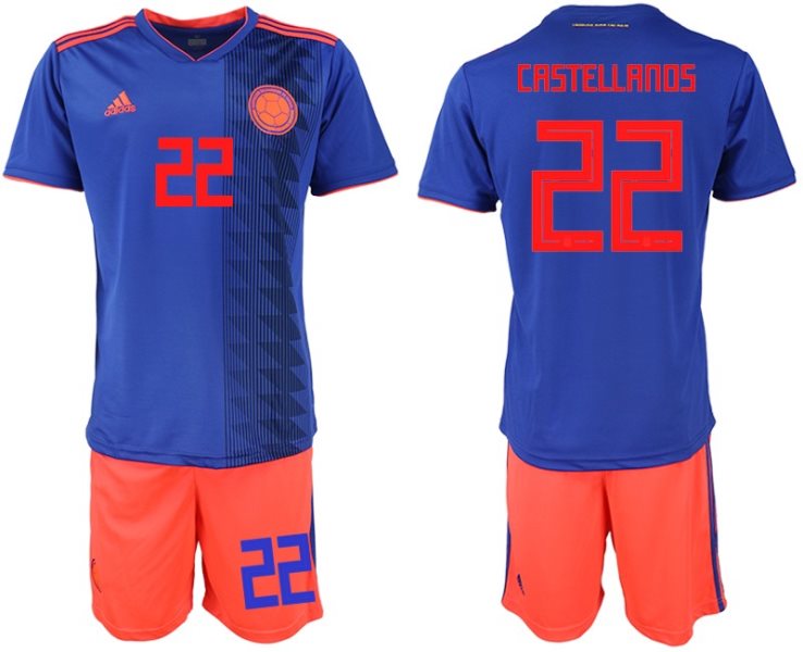 Colombia 22 CASTELLANOS Away 2018 FIFA World Cup Soccer Men Jersey