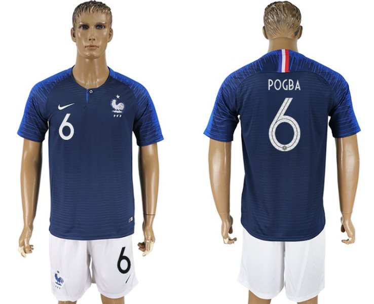 France 6 POGBA Home 2018 FIFA World Cup Soccer Men Jersey