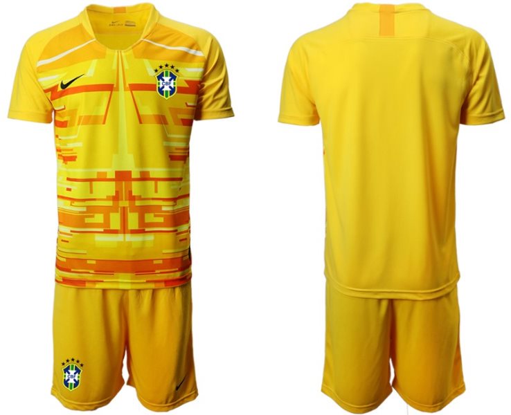 2020-21 Brazil Yellow Goalkeeper Soccer Men Jersey