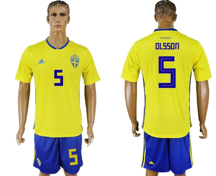 Sweden 5 OLSSON Home 2018 FIFA World Cup Soccer Men Jersey