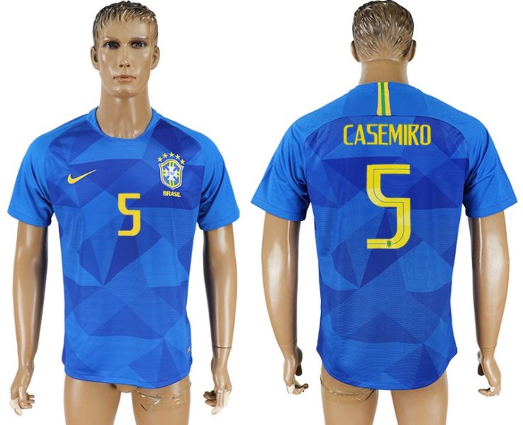 Brazil 5 CASEMIRO Away 2018 FIFA World Cup Thailand Soccer Men Jersey