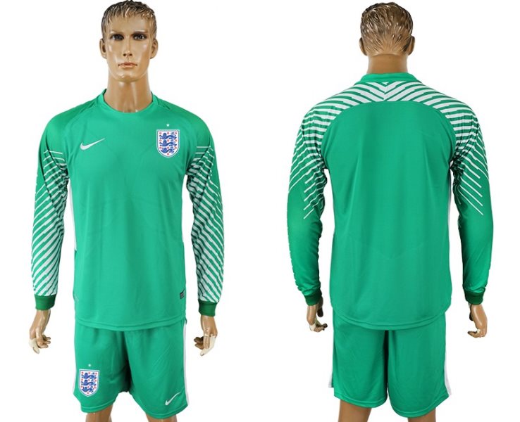 Soccer England Green Goalkeeper 2018 FIFA World Cup Long Sleeve Men Jersey