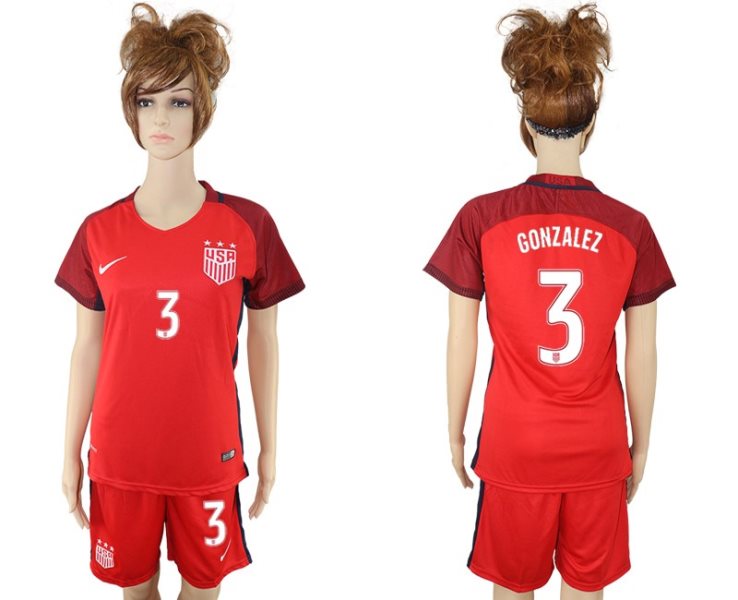 2017-18 USA 3 GONZALEZ Away Soccer Women Jersey