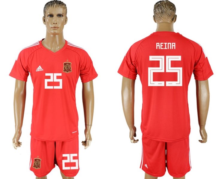 Soccer Spain 25 REINA Red Goalkeeper 2018 FIFA World Cup Men Jersey