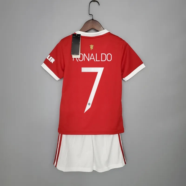 21_22 Manchester United 7 RONALDO Home Kids Kit CHAMPIONS LEAGUE NUMBER