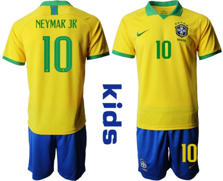2019-20 Brazil 10 NEYMAR JR Home Soccer Youth Jersey
