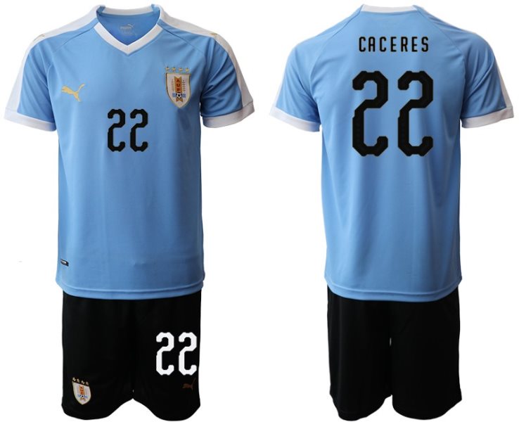 2019-20 Uruguay 22 CACERES Home Soccer Men Jersey
