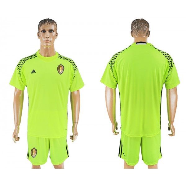 Soccer Belgium Fluorescent Green Goalkeeper 2018 FIFA World Cup Men Jersey