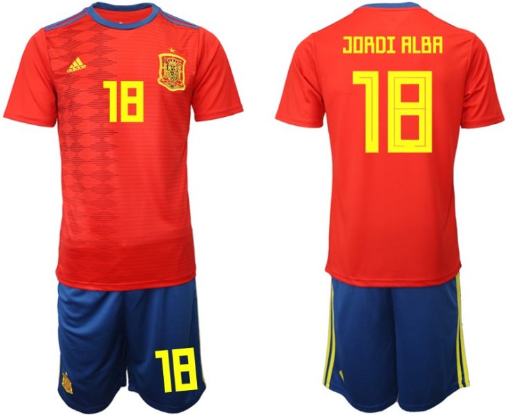 2019-20 Spain 18 JORDI ALBA Home Soccer Men Jersey