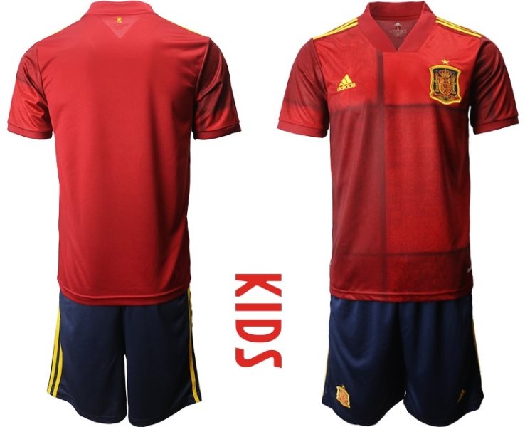 2020-21 Spain Home Soccer Kids Jersey