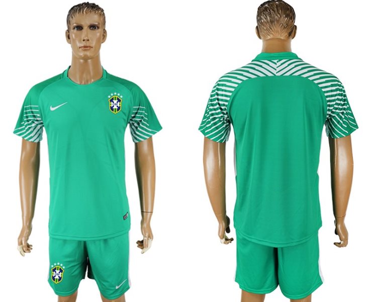 Soccer Brazil Green Goalkeeper 2018 FIFA World Cup Men Jersey