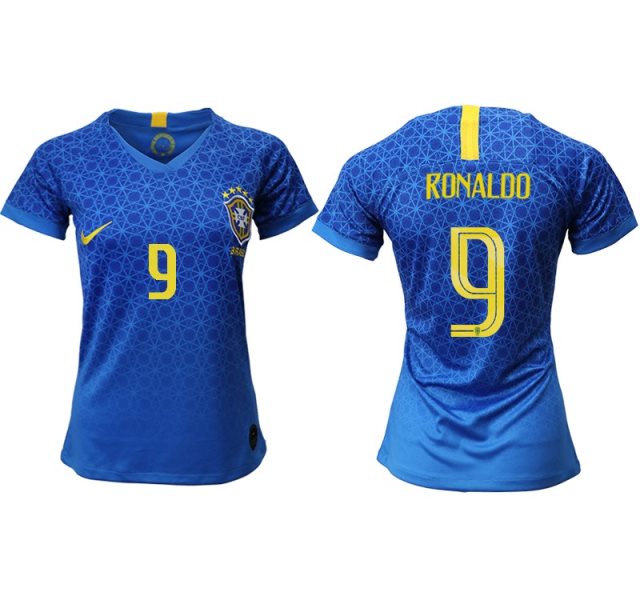 2019-20 Brazil 9 Ronaldo Away Soccer Women Jersey
