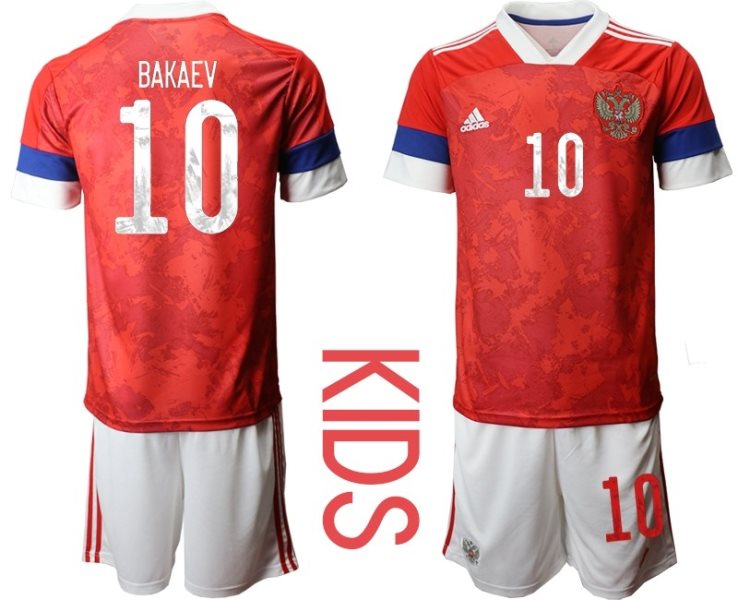 2020-21 Russia 10 Bakaev Home Soccer Kids Jersey