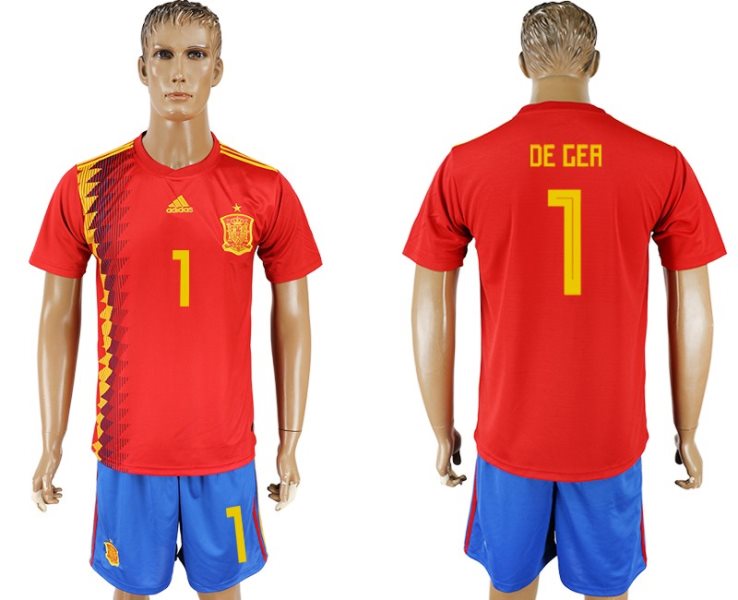 Soccer Spain 1 DE GEA Home 2018 FIFA World Cup Men Jersey