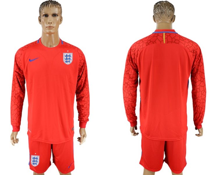 Soccer England Red Goalkeeper 2018 FIFA World Cup Long Sleeve Men Jersey