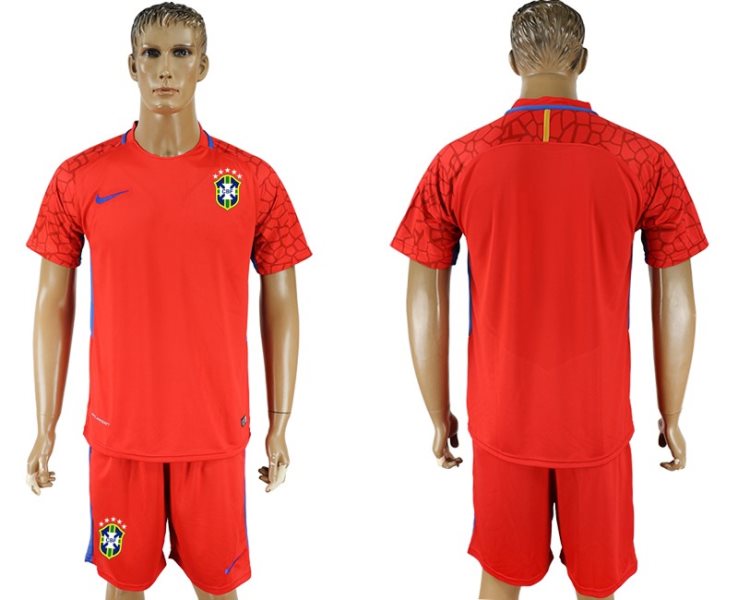 Soccer Brazil Red Goalkeeper 2018 FIFA World Cup Men Jersey