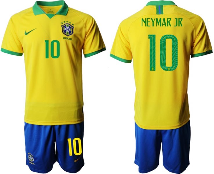 2019-20 Brazil 10 NEYMAR JR Home Soccer Men Jersey