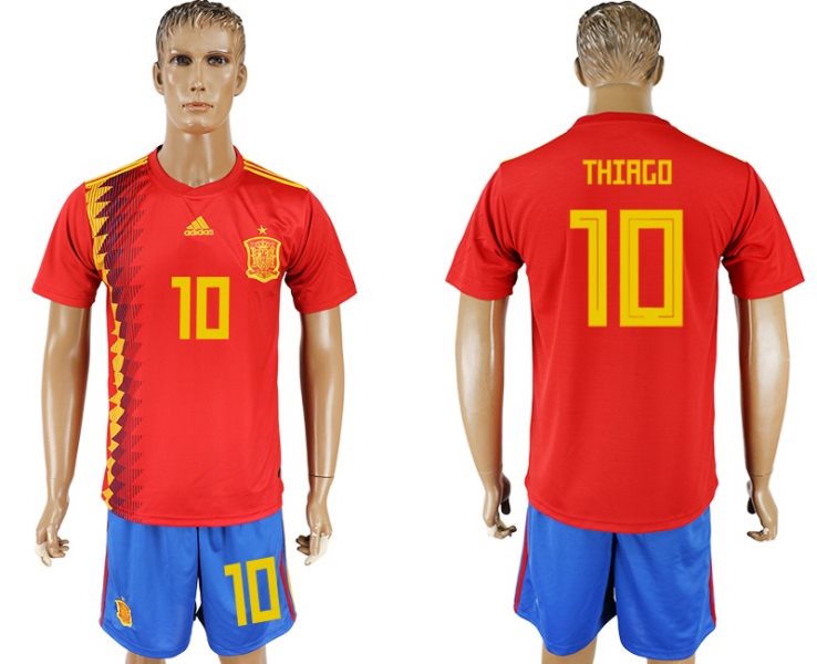 Soccer Spain 10 THIAGO Home 2018 FIFA World Cup Men Jersey