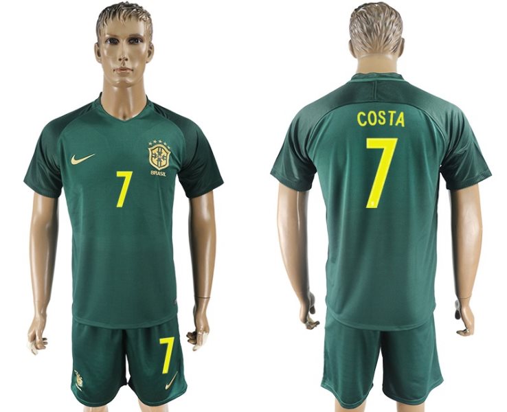 2017-18 Brazil 7 COSTA Away Soccer Men Jersey