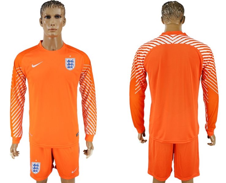 Soccer England Orange Goalkeeper 2018 FIFA World Cup Long Sleeve Men Jersey