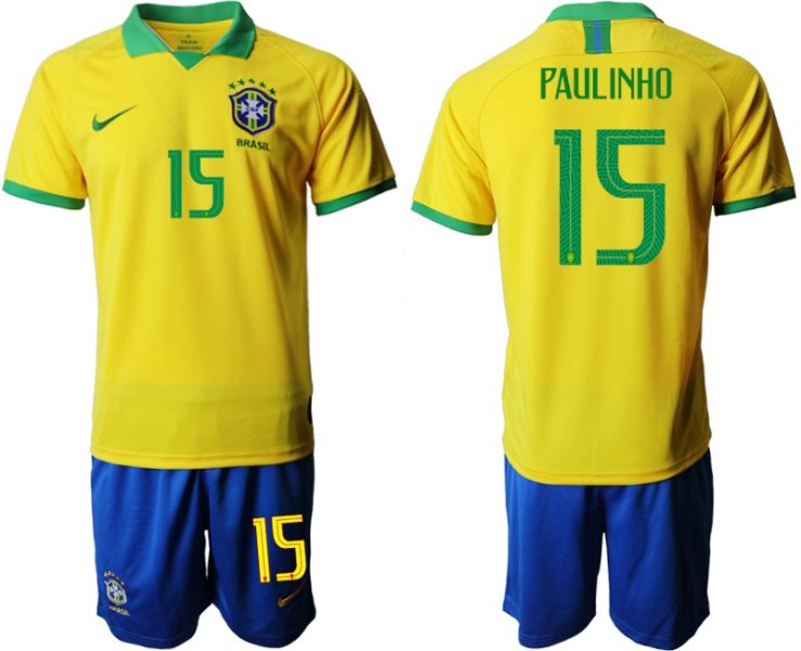2019-20 Brazil 15 PAULINHO Home Soccer Men Jersey