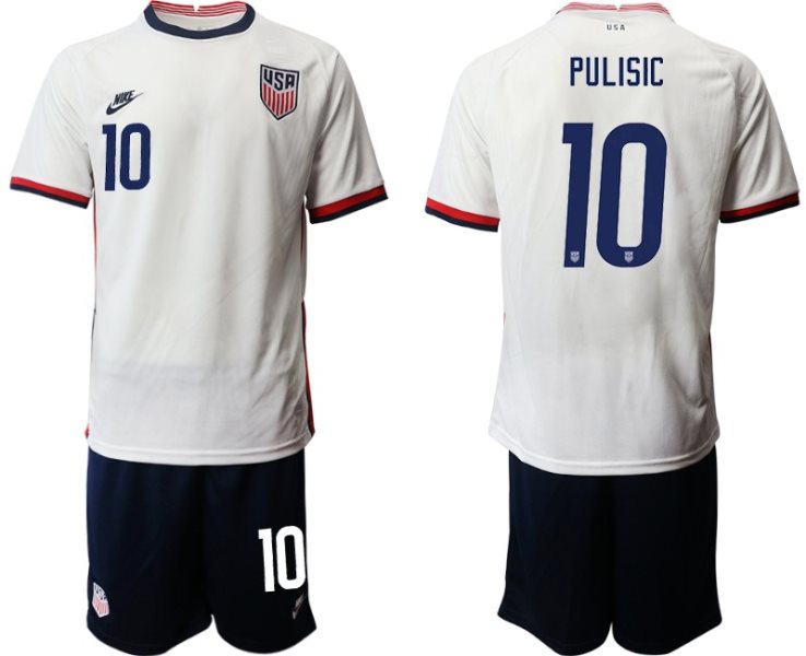 2020-21 Uinited States 10 Pulisic Home Soccer Men Jersey