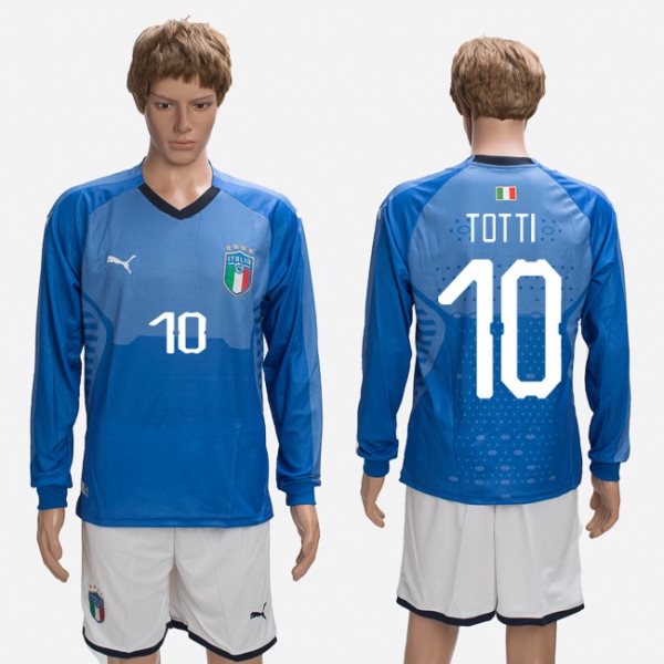 2018-19 Italy 10 TOTTI Home Long Sleeve Soccer Men Jersey