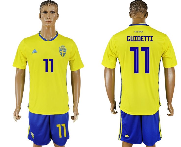 Sweden 11 GUIDETTI Home 2018 FIFA World Cup Soccer Men Jersey