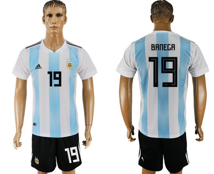 Argentina 19 BANEGA Home 2018 FIFA World Cup Soccer Jersey