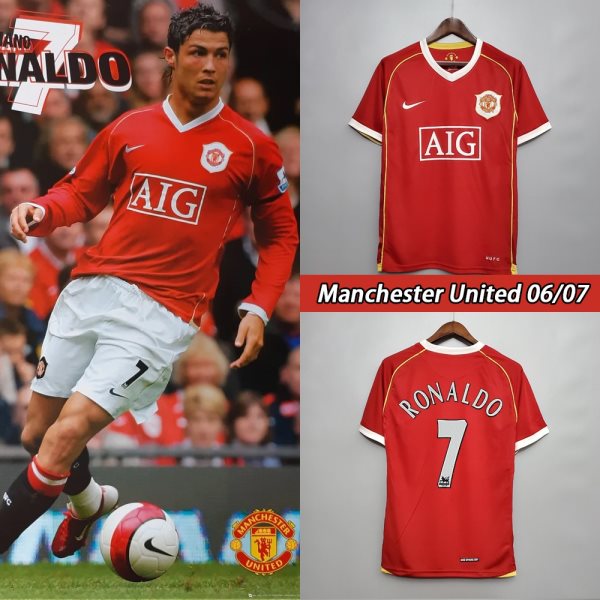 06-07 Manchester United Retro MU 7 Ronaldo Home Jersey