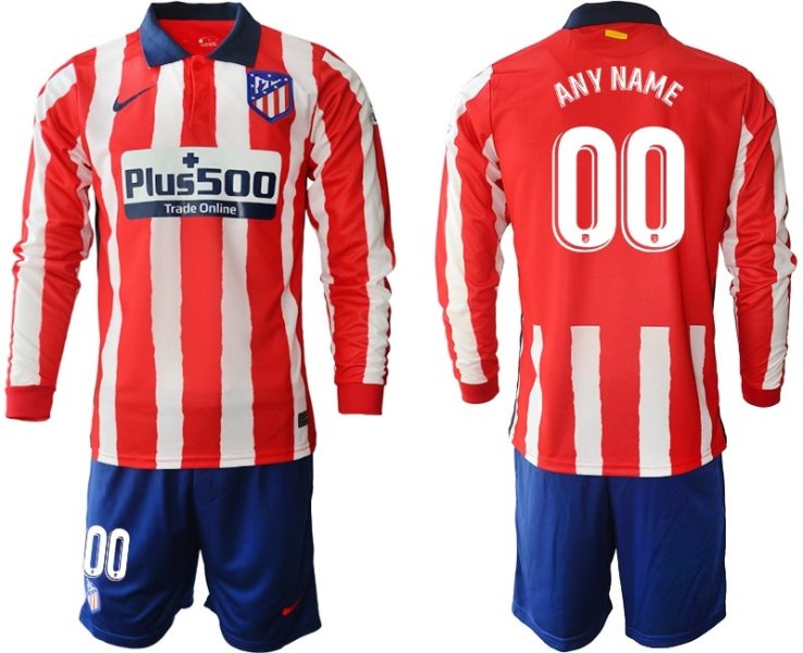 2020-21 Atletico Madrid Customized Home Long Sleeve Soccer Men Jersey