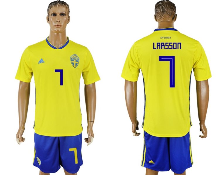 Sweden 7 LARSSON Home 2018 FIFA World Cup Soccer Men Jersey
