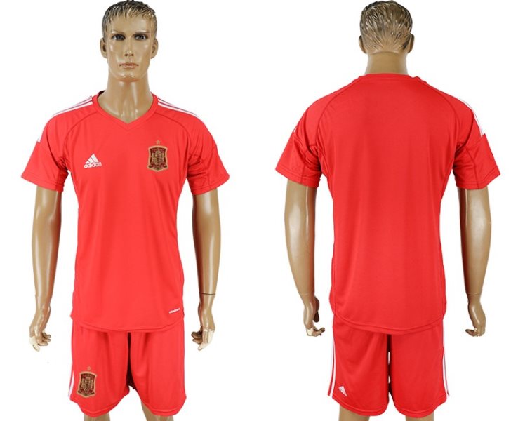 Soccer Spain Red Goalkeeper 2018 FIFA World Cup Men Jersey