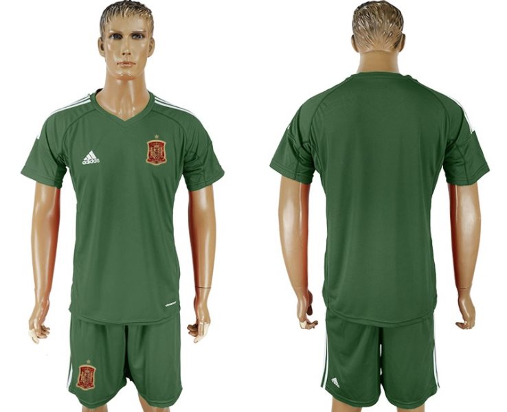 Soccer Spain Military Green Goalkeeper 2018 FIFA World Cup Men Jersey