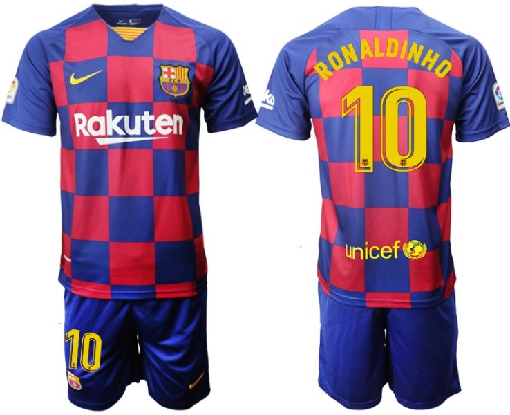 2019-20 Barcelona 10 RONALDINHO Home Soccer Men Jersey