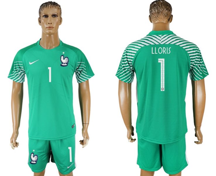 France 1 LLORIS Green Goalkeeper 2018 FIFA World Cup Soccer Men Jersey