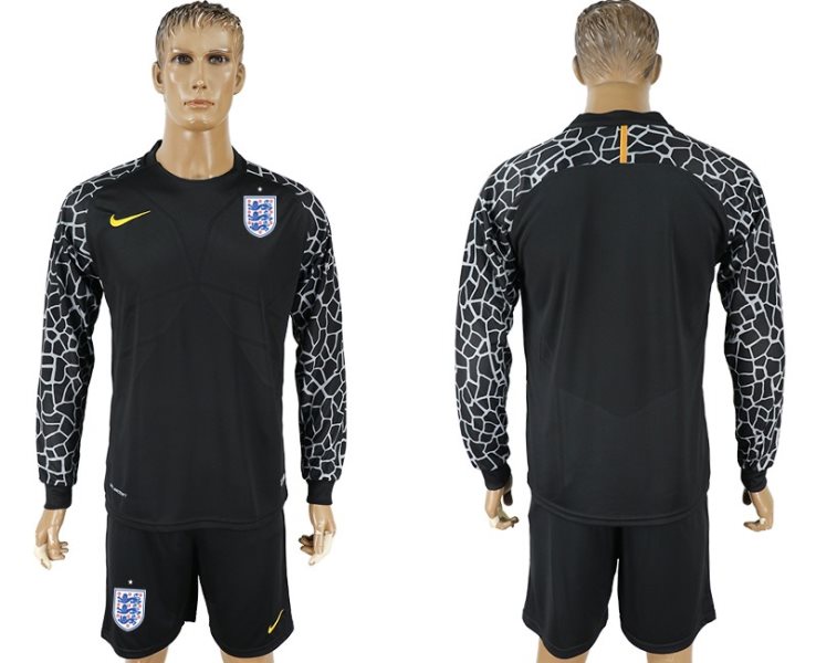 Soccer England Black Goalkeeper 2018 FIFA World Cup Long Sleeve Men Jersey
