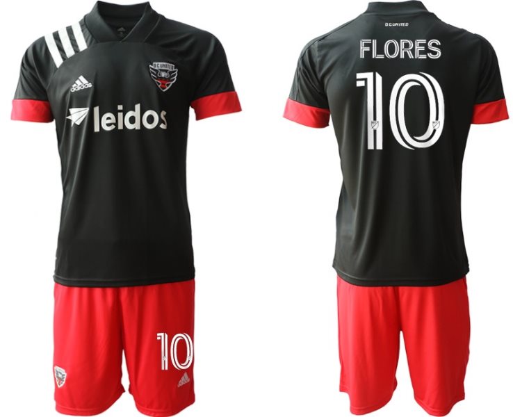 2020-21 D.C. United Adidas Black Home 10 Edison Flores Soccer Men Jersey