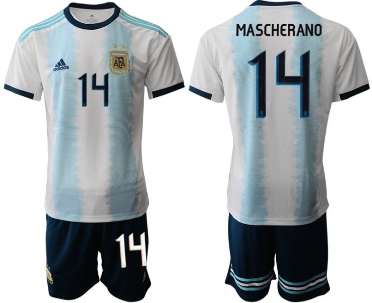 2019-20 Argentina 14 MASCHERANO Home Soccer Men Jersey
