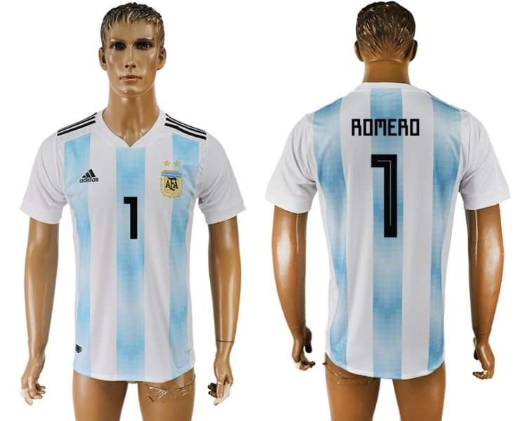 Argentina 1 ROMERO Home 2018 FIFA World Cup Thailand Soccer Jersey