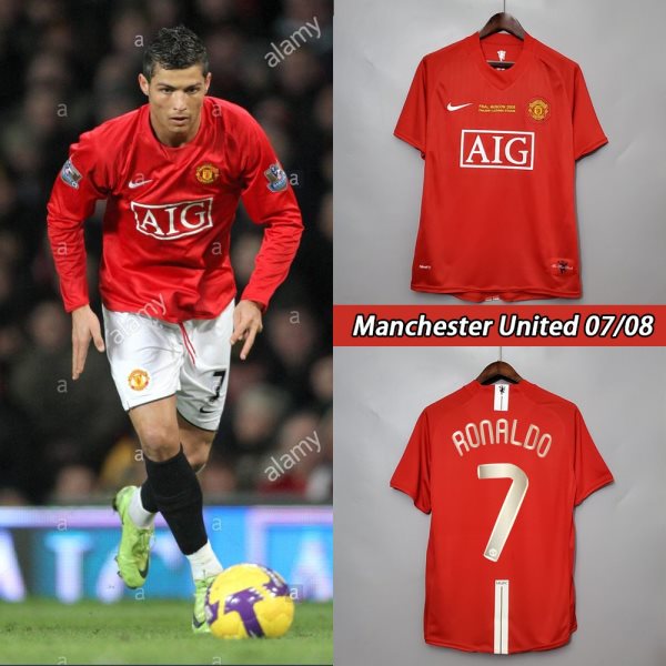 07-08 Manchester United Retro MU 7 Ronaldo Home Jersey