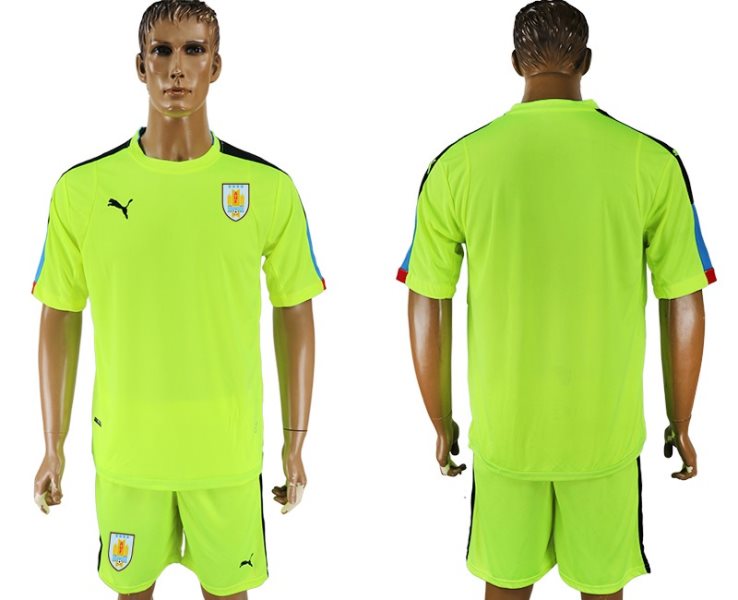 Uruguay Fluorescent Green Goalkeeper 2018 FIFA World Cup Soccer Men Jersey