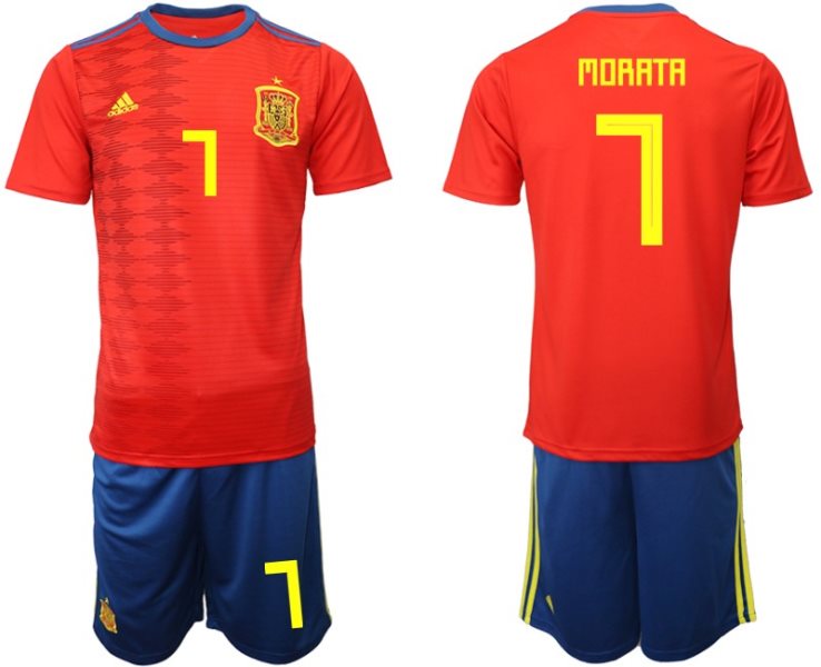 2019-20 Spain 7 MORATA Home Soccer Men Jersey
