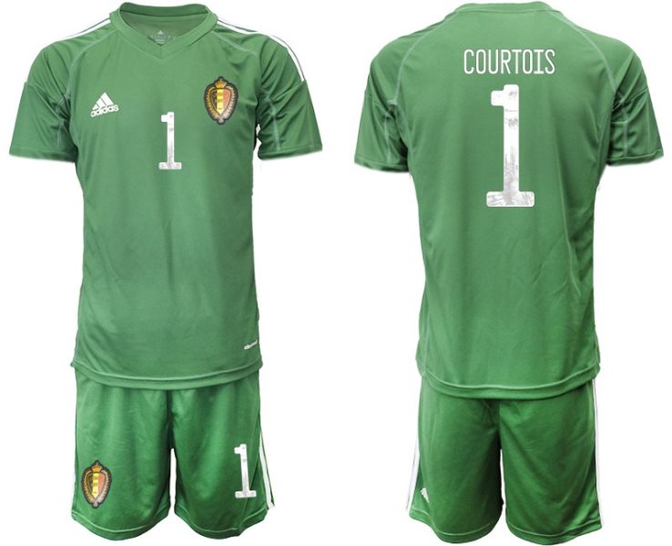 Belgium 1 COURTOIS Army Green Goalkeeper UEFA Euro 2020 Soccer Men Jersey