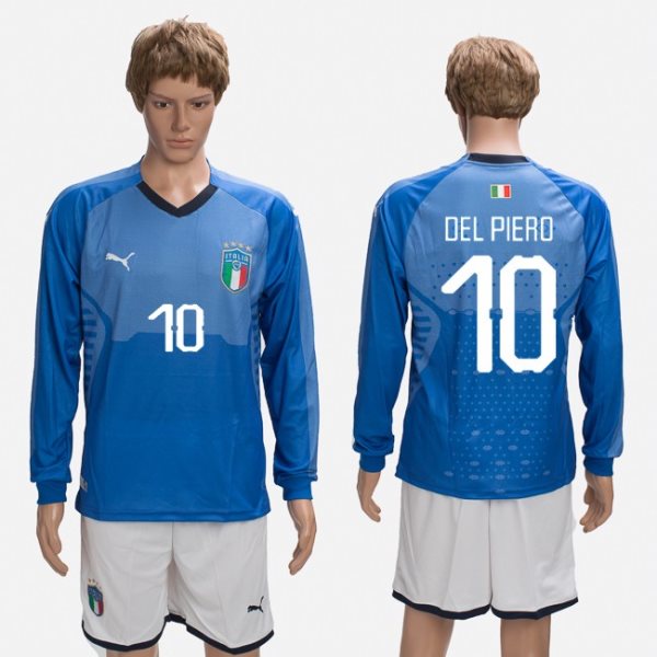 2018-19 Italy 10 DEL PIERO Home Long Sleeve Soccer Men Jersey