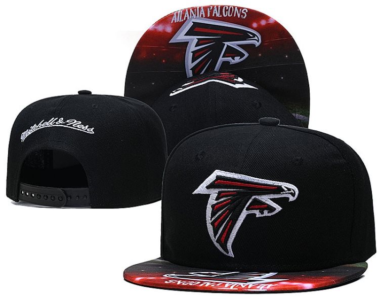NFL Falcons Team Logo Black Mitchell & Ness Adjustable Hat LH