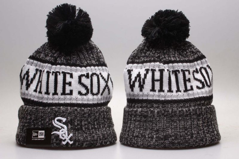 MLB White Sox Fresh Logo Gray Knit Hat With Pom YP