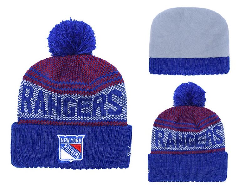 NHL Rangers Fresh Logo Blue Pom Knit Hat YD